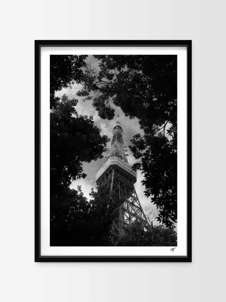 Tokyo Tower I B&W-  Impression d&rsquo;Art Mural Japon