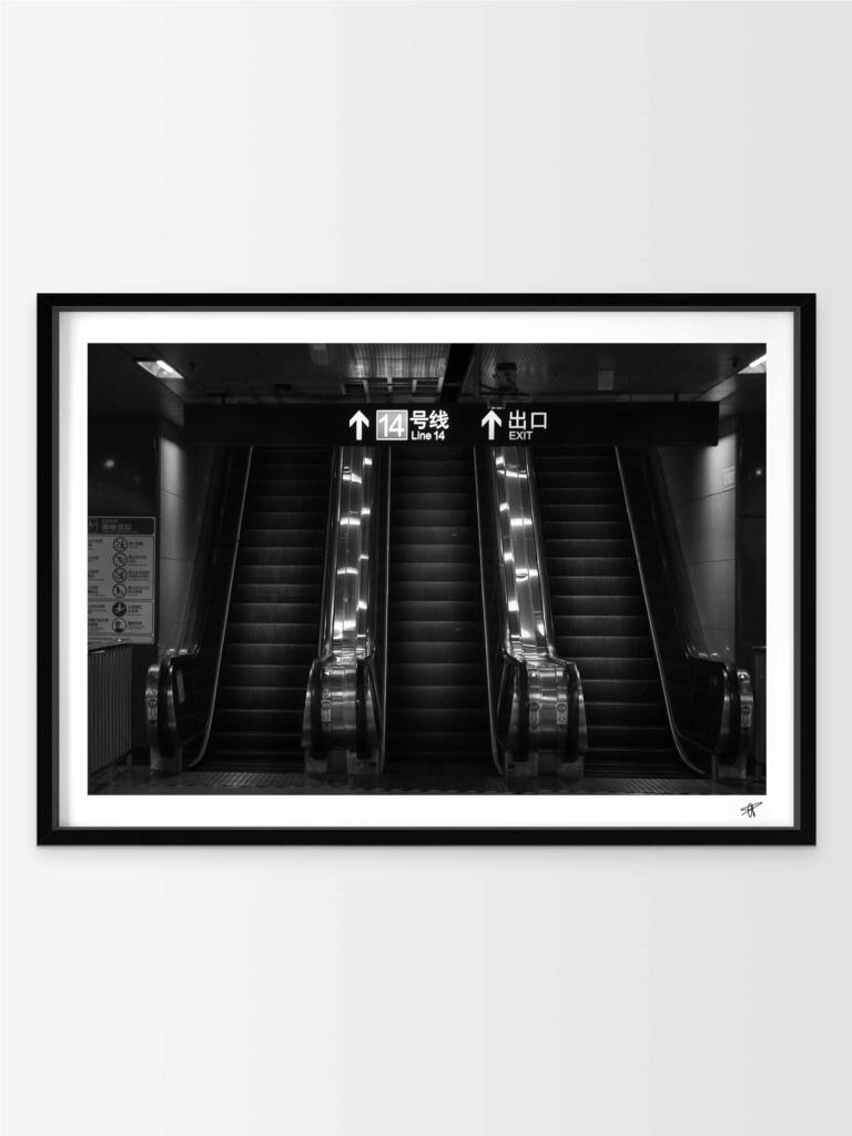 Shanghai Subway B&W – Impression d&rsquo;Art Mural Chine