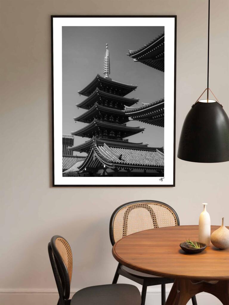 Asakusa Temple I B&W – Impression d’Art Mural Japon - hover