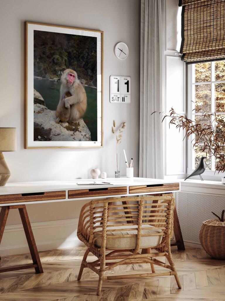 Monkeys in Jogokudani II – Impression d&rsquo;Art Mural Japon - hover